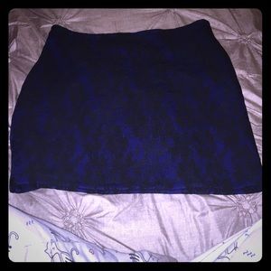 Blue and black mini skirt.